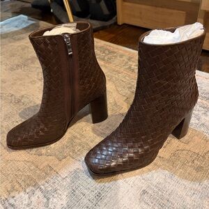 PAIGE Brown Woven Ankle Boots